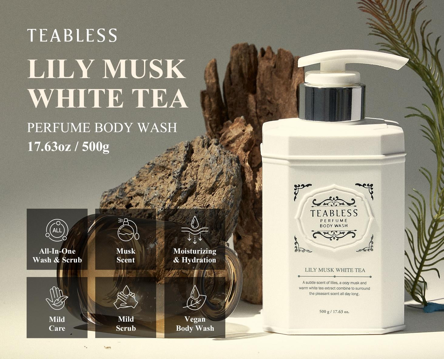 Teabless Perfume Body Wash / Lily Musk White Tea (500g)