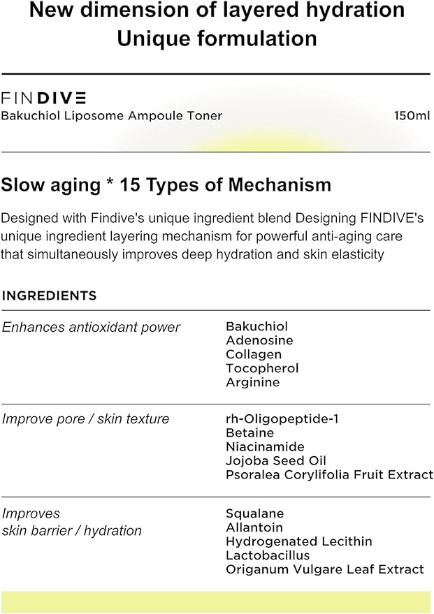 FINDIVE Bakuchiol Liposome Ampoule Toner