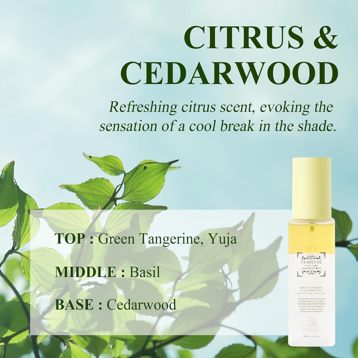 Teabless  Hair and Body Mist / Green Tangerine Yuja Kombu Tea